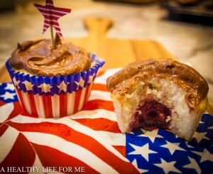 White cherry Cupcake with Chocolate Cream Cheese Frosting