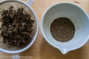Yarrow seeds from dried flower heads