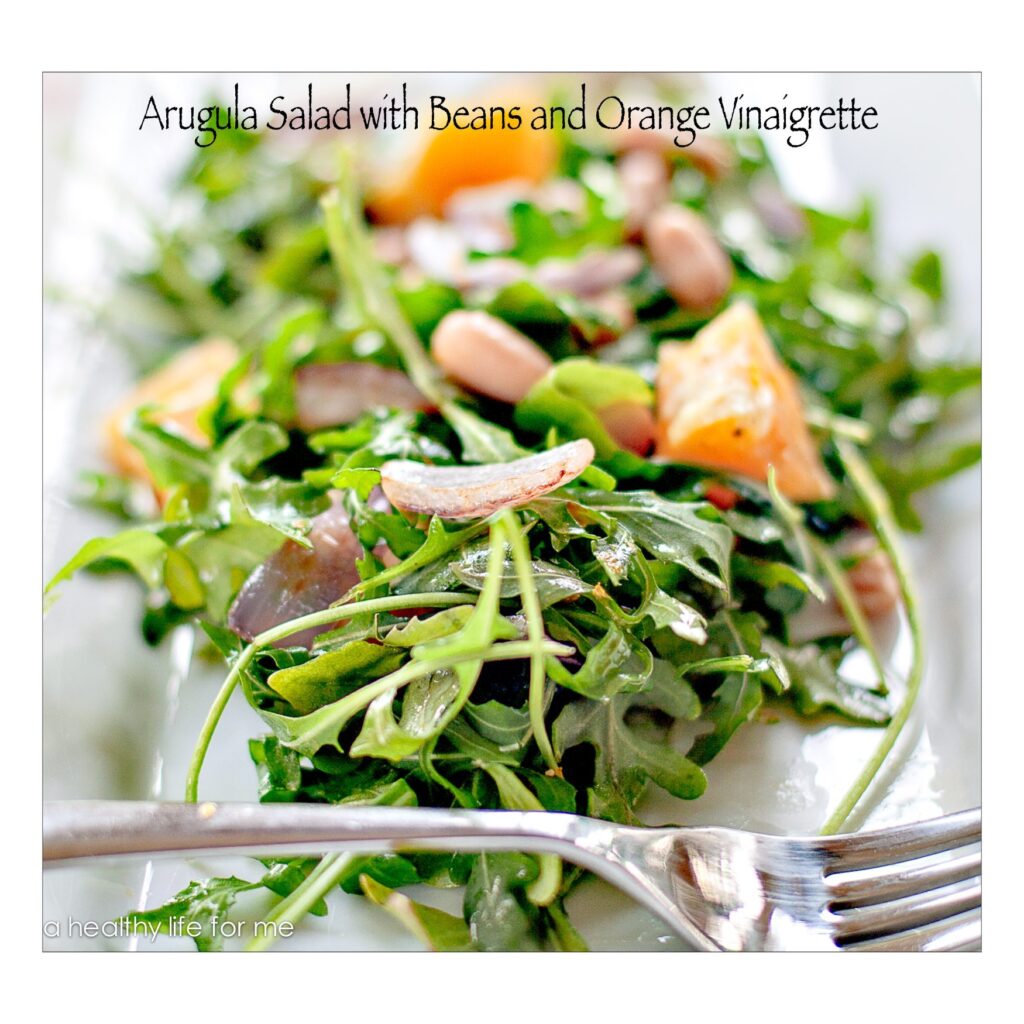 Arugula Salad with Beans and Orange Vinaigrette / www.ahealthylifeforme.com Arugula Salad with Beans and Orange Vinaigrette