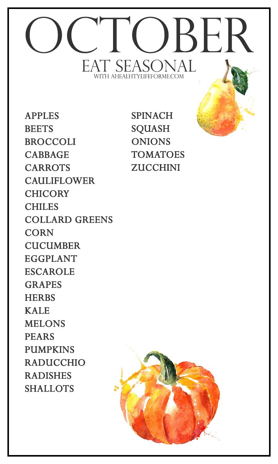 Seasonal Produce Guide for October A Healthy Life For Me