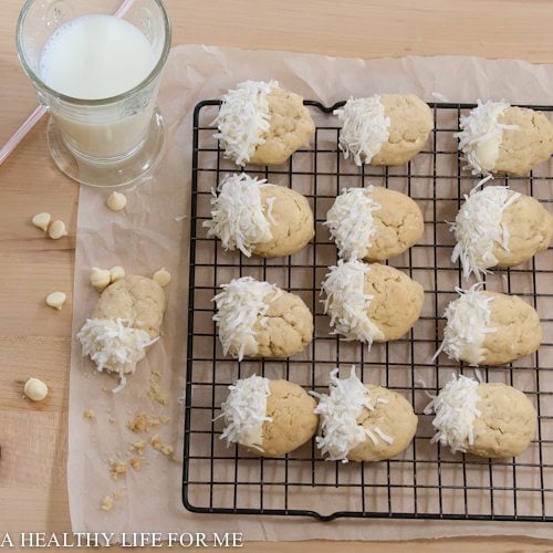 White Chocolate Coconut Cookie Recipe | ahealthylifeforme.com