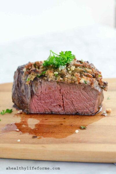 Blue Cheese Crusted Filet Gluten Free Recipe | ahealthylifeforme.com