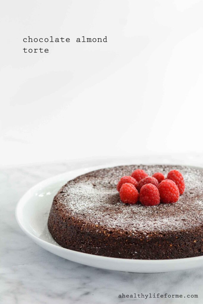  Chocolate Almond Torte a dense, decadent cake recipe that is also gluten free | ahealthylifeforme.com