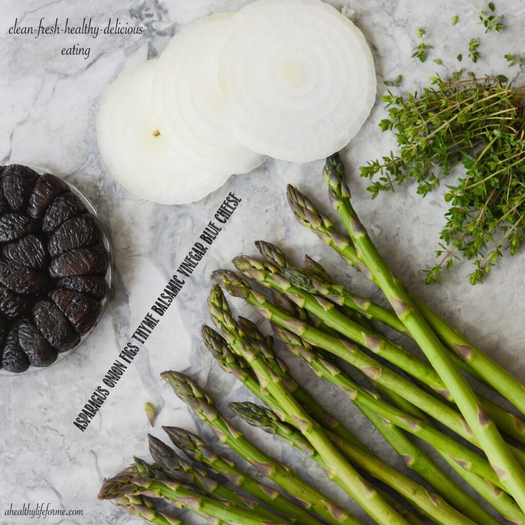 Ingredients for Grilled Asparagus Onion Balsamic Blue cheese Recipe