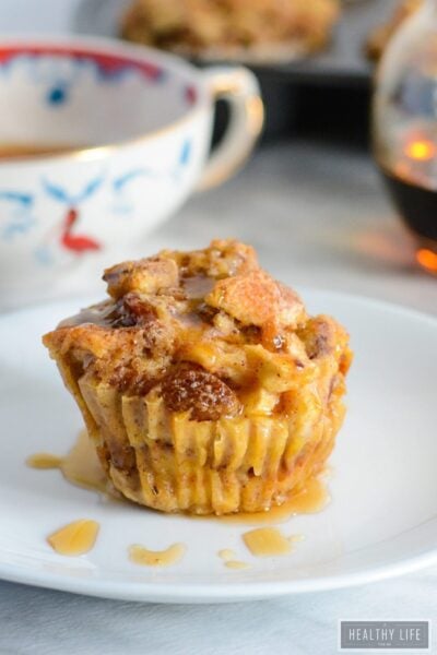 Bread Pudding Muffin on a plate.