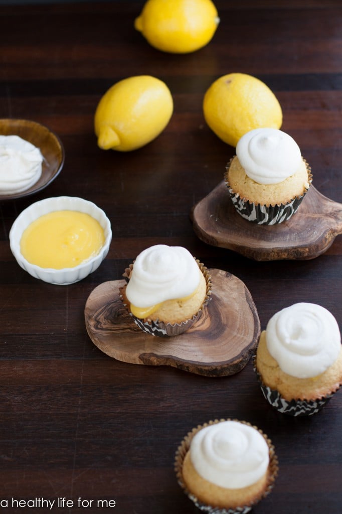 Lemon Cupcakes made with Lemon Curd and homemade whipped cream topping