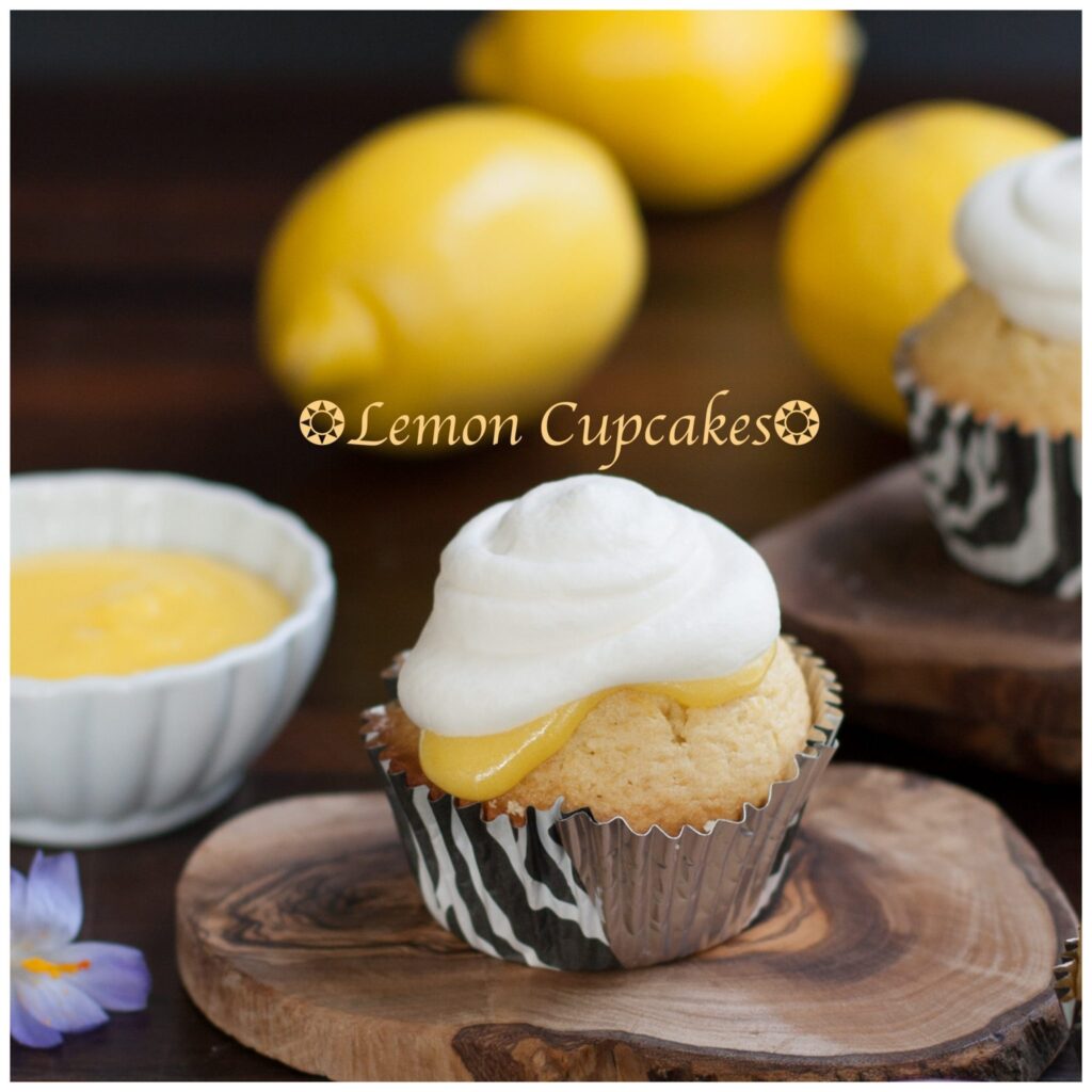 Lemon Cupcakes made with Lemon Curd and Whipped cream