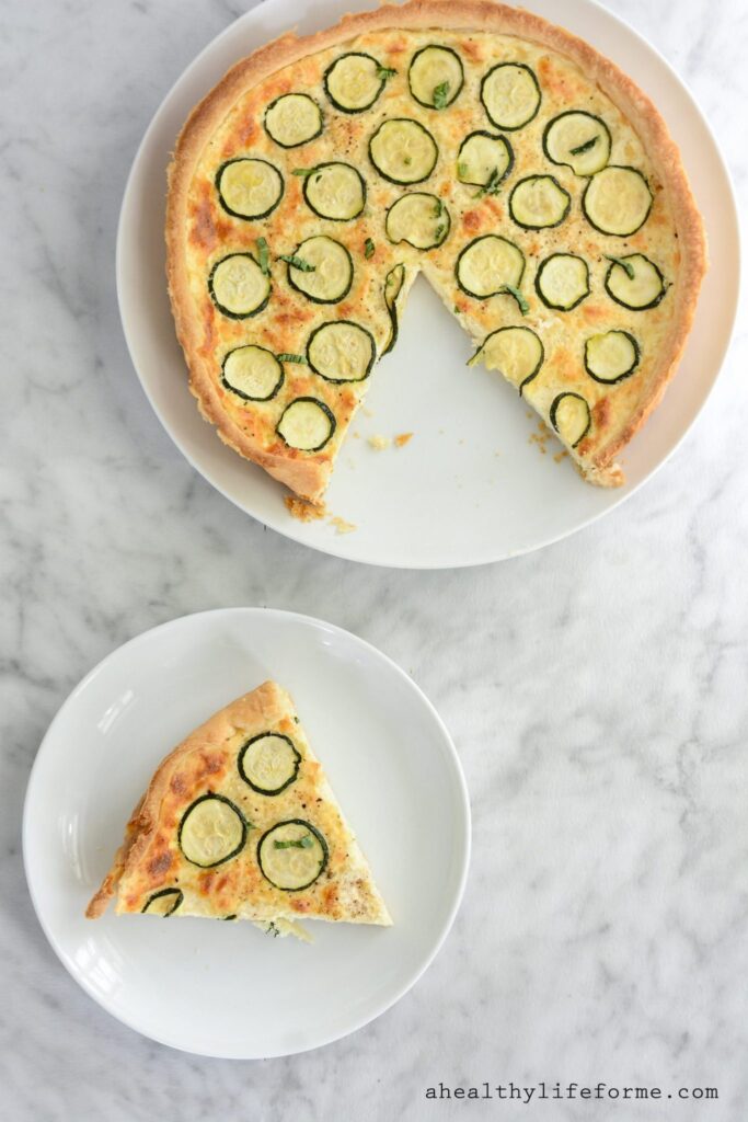 Zucchini Cheese Tart is a creamy, salty, decadent slice of heaven. An awesome way to enjoy your summer zucchini | ahealthylifeforme.com