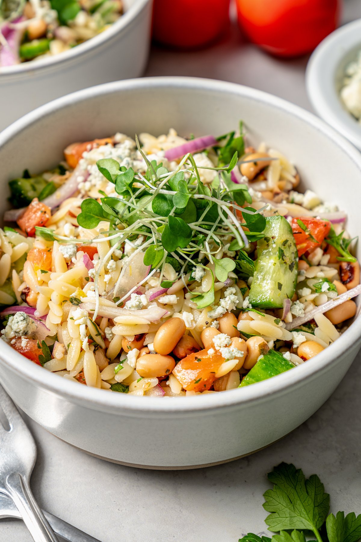 Black-eyed pea salad with blue cheese.
