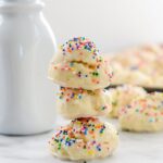 Annisette Italian Cookie Recipe delicate cake like cookies glazed and topped with sprinkles | ahealthylifeforme.com