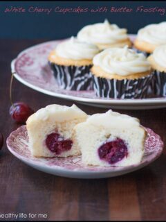 White Cherry Cupcake with White Butter Icing