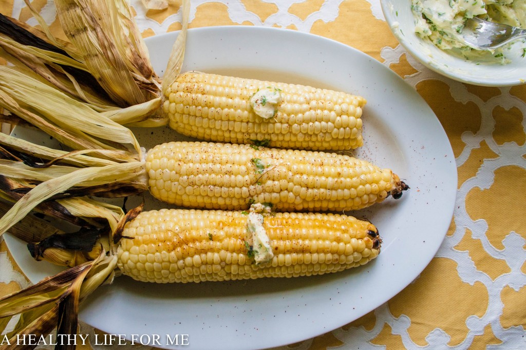 Grilled Corn on the Cob with Cilantro Lemon Butter