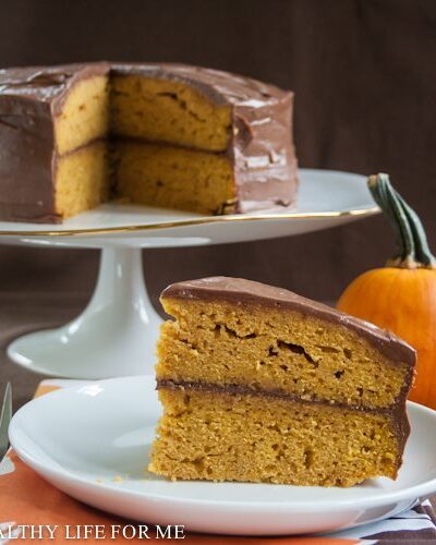 Pumpkin Cake with Dark Chocolate Buttercream Frosting Recipe | ahealthylfieforme.com