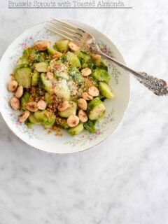 Brussels Sprouts with Toasted Almond Recipe | ahealthylifeforme.com