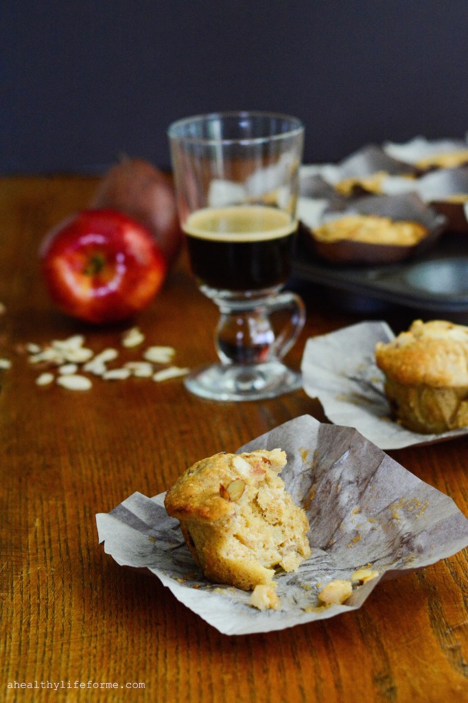 Apple Cherry Pear Almond Breakfast Muffin | ahealthylifeforme.com
