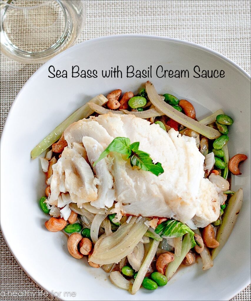 Sea Bass with Basil Cream Sauce