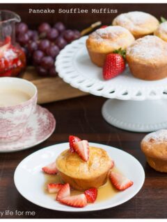 Pancake Souffle Muffins with Strawberry Maple Syrup the perfect Sunday breakfast or brunch recipe | ahealthylifeforme.com