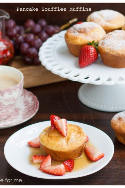 Pancake Souffle Muffins with Strawberry Maple Syrup the perfect Sunday breakfast or brunch recipe | ahealthylifeforme.com