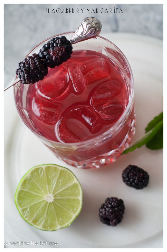 Blackberry Margarita with tequila lime juice simple syrup blackberries