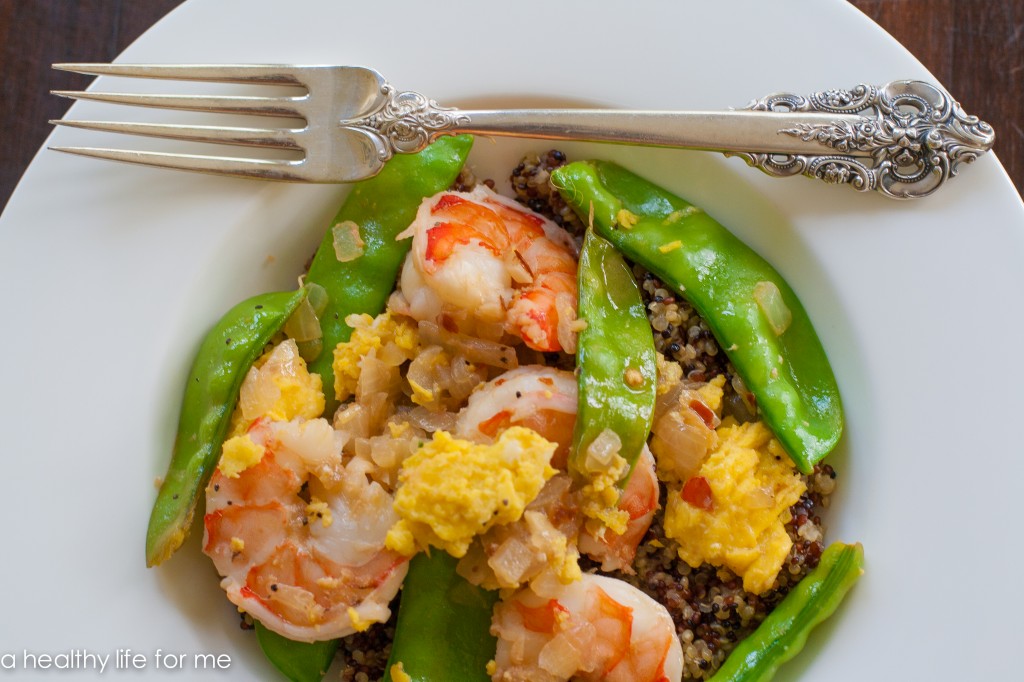 Sugar Snap Pea Shrimp and Quinoa Stir Fry Recipe | ahealthylifeforme.com