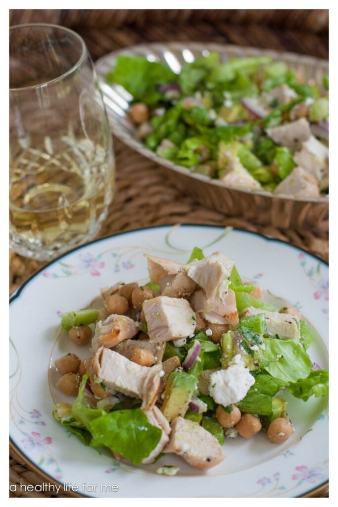 Chicken Chickpea Salad gluten free high protein recipe | ahealthylifeforme.com