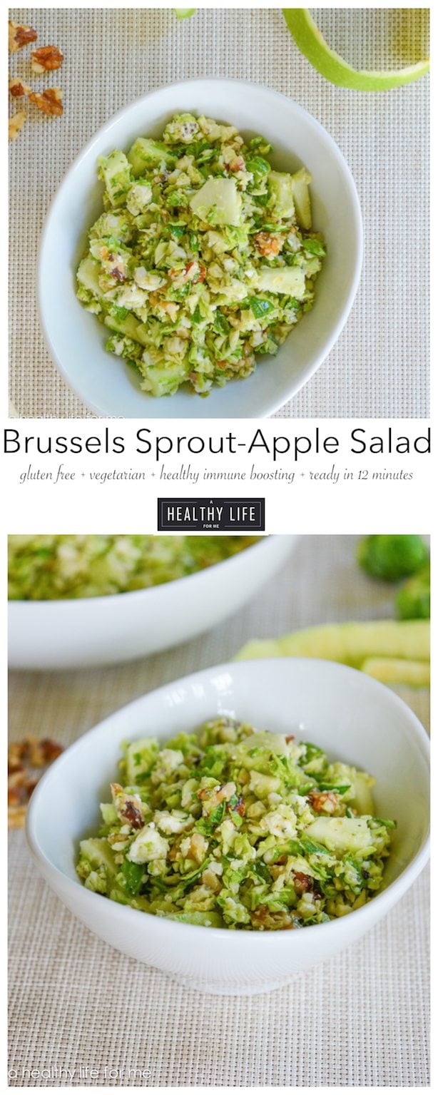 Brussels Sprouts and Apple Salad with Blue Cheese is a crisp healthy clean salad, that is loaded with texture and flavor| ahealthylifeforme.com