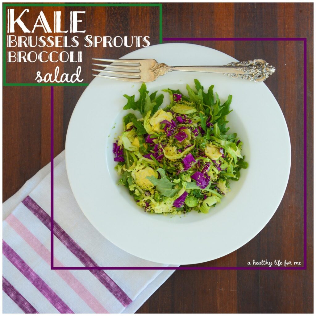 Kale Brussels sprout Broccoli Salad | ahealthylifeforme.com