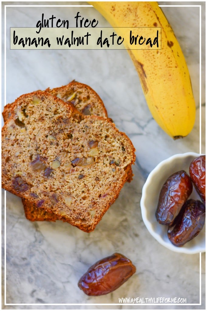 Gluten Free Banana Walnut Date Bread Recipe | ahealthylifeforme.com
