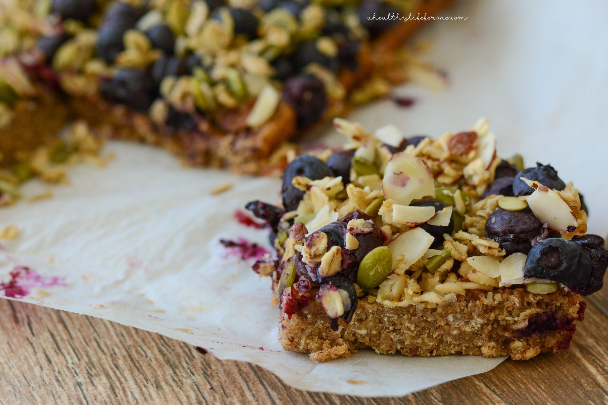 Close-up of one breakfast bar with toppings.