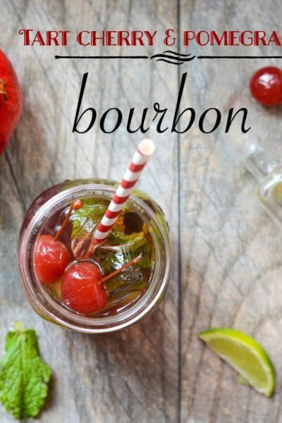 Tart Cherry Pomegranate Bourbon Cocktail perfect to way to celebrate spring | ahealhtylifeforme.com