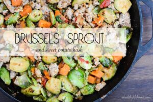 Brussels Sprout Sweet Potato Hash Recipe | ahealthylifeforme.com