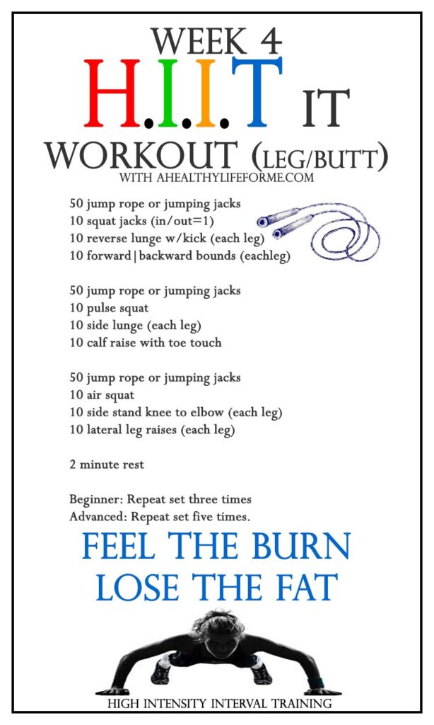 All Over HIIT It workout week 4 LEG BUTT | ahealthylifeforme.com