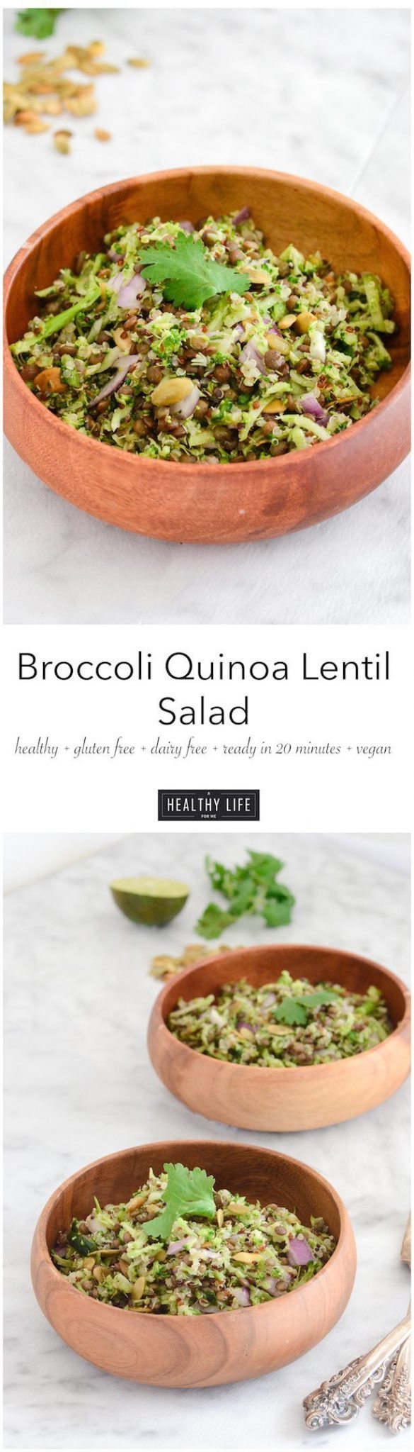 Broccoli Quinoa Lentil Salad Recipe Healthy High Protein and Amino Acid | ahealthylifeforme.com