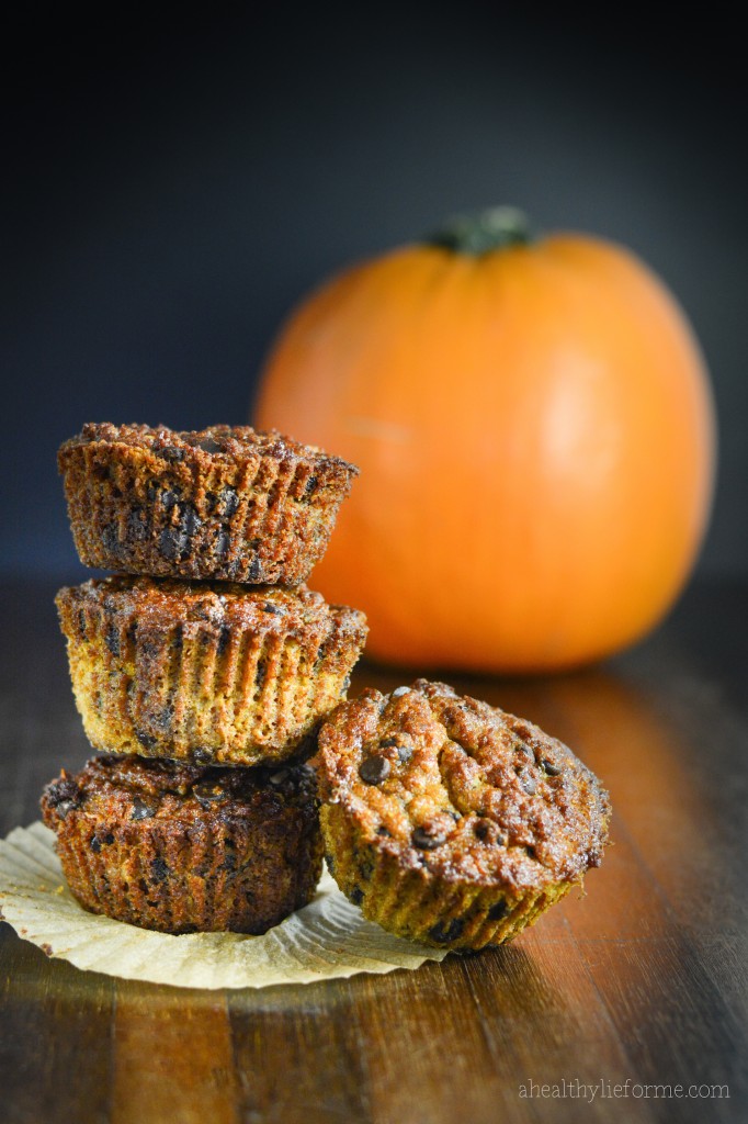 Gluten Free Paleo Grain Free Dairy Free Pumpkin Coconut Chocolate Muffins Recipe | ahealthylifeforme.com