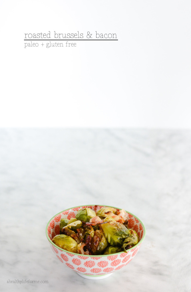 Paleo Roasted Brussel Sprouts and Bacon Recipe Gluten Free Thanksgiving | ahealthylifeforme.com