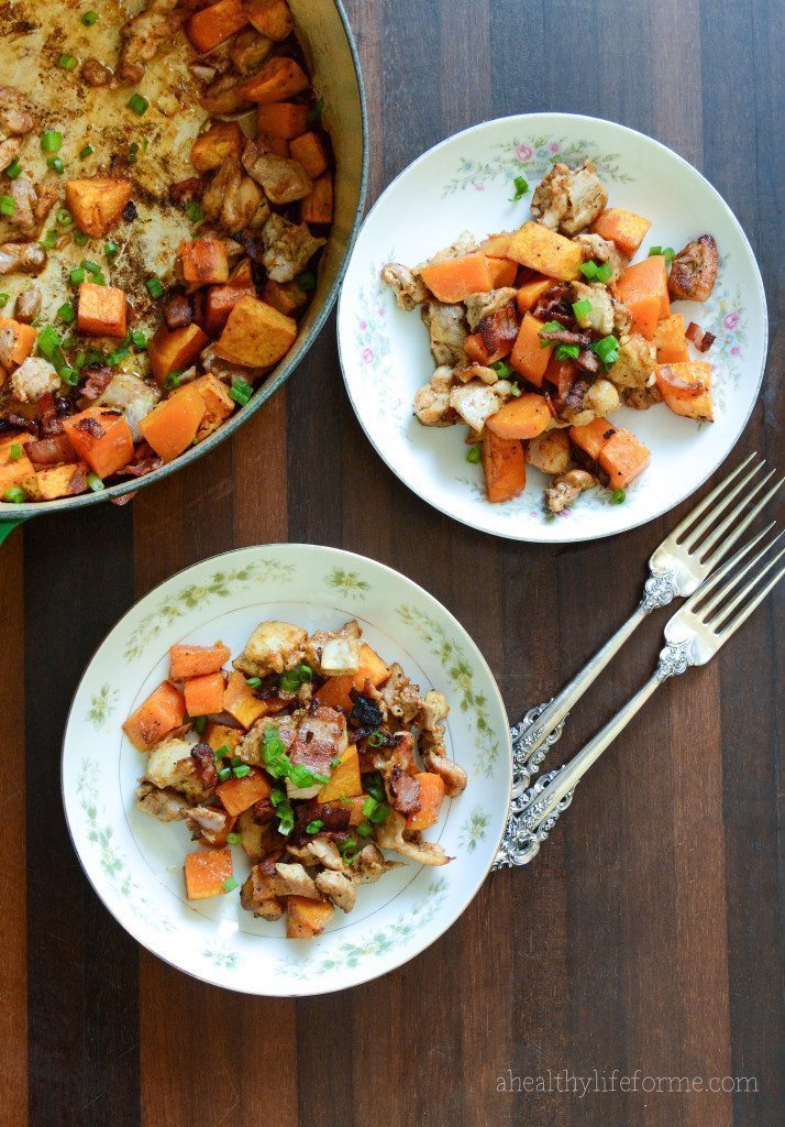 paleo sweet potato spicy chicken recipe | ahealthylifeforme.com