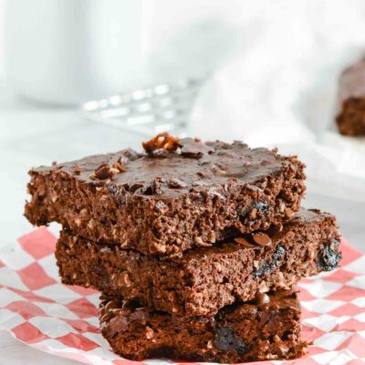 Double Chocolate Cherry Protein Brownies Recipe | ahealthylifeforme.com