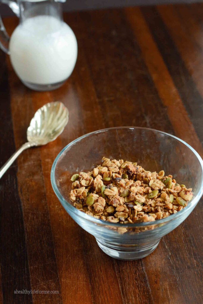 Homemade Gluten Free and Vegan Cocoa-Hazelnut Granola Recipe. A Healthy Way to Start the Morning.