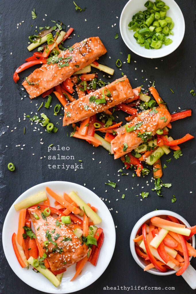 Paleo Salmon Teriyaki gluten free and dairy free healthy easy and ready in under 30 minutes | ahealhtylifeforme.com