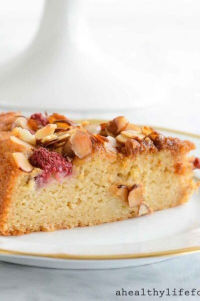 Gluten Free Raspberry Almond Breakfast Cake Recipe | ahealthylifeforme.com
