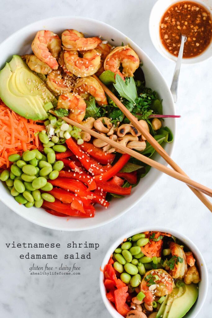 Vietnamese Shrimp Edamame Salad Recipe Gluten Free Dairy Free Healthy | ahealthylifeforme.com