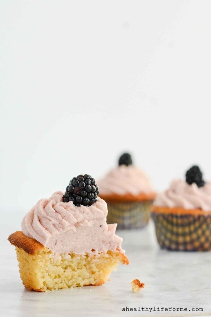 Lemon Blackberry Cupcake Recipe Gluten Free Paleo Recipe | ahealhtylifeforme.com