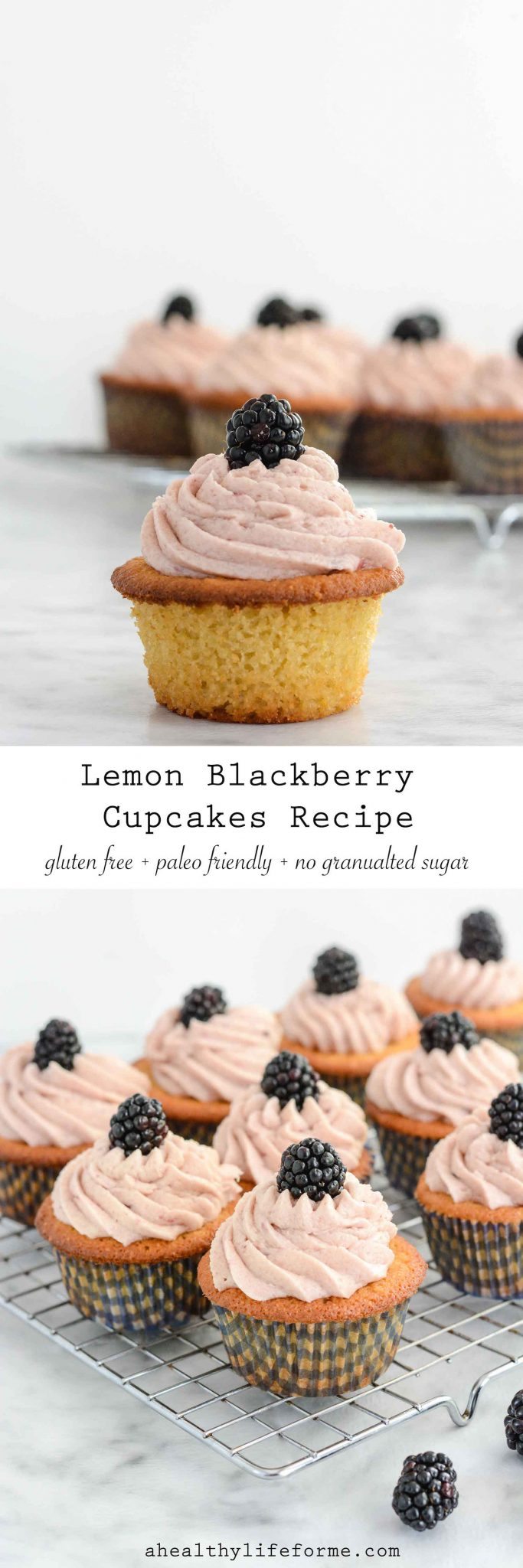 Lemon Blackberry Cupcake Recipe Gluten Free Paleo Recipe | ahealhtylifeforme.com