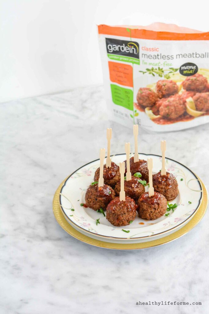 Sticky Sweet Meatballs Dairy Free and Vegan Recipe using Gardein Meatless Meatballs | ahealthylifeforme.com