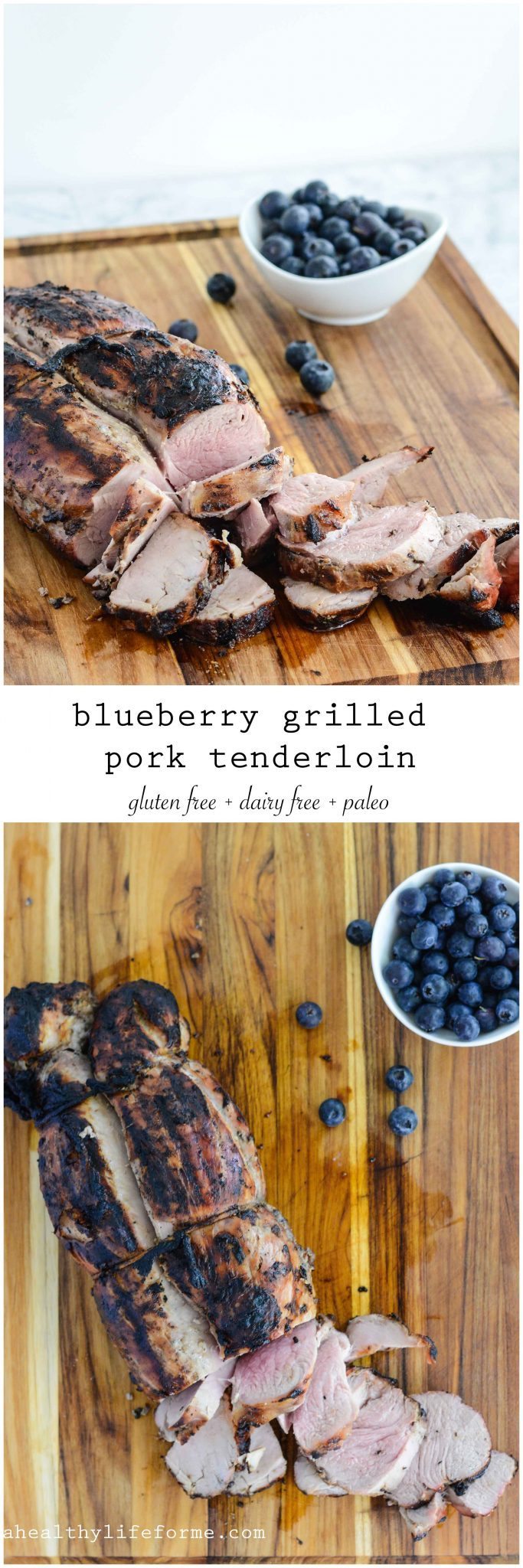 Blueberry Grilled Pork Tenderloin Healthy Gluten Free Paleo Dairy Free Dinner Recipe | ahealhtylifeforme.com