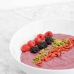 Oat Berry Smoothie Bowl is a wholesome filling and satisfying breakfast that is loaded with fresh berries, chia seeds, oats, pumpkin seeds | ahealthylifeforme.com