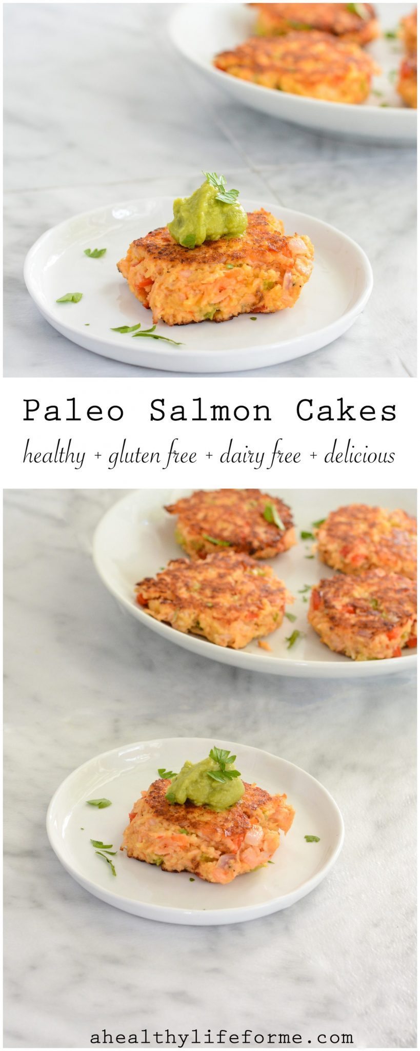 Paleo Salmon Cakes are so the perfect healthy weeknight dinner. This recipe is a simple and delicious, gluten free, dairy free, and paleo | ahealthylifeforme.com