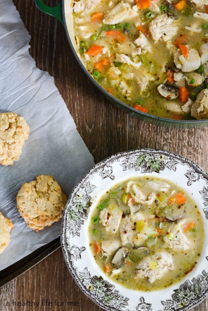 Paleo Chicken and Dumplings is a hearty one pot dinner that will satisfy the whole family Gluten Free Dairy Free Whole30 recipe | ahealthylifeforme.com