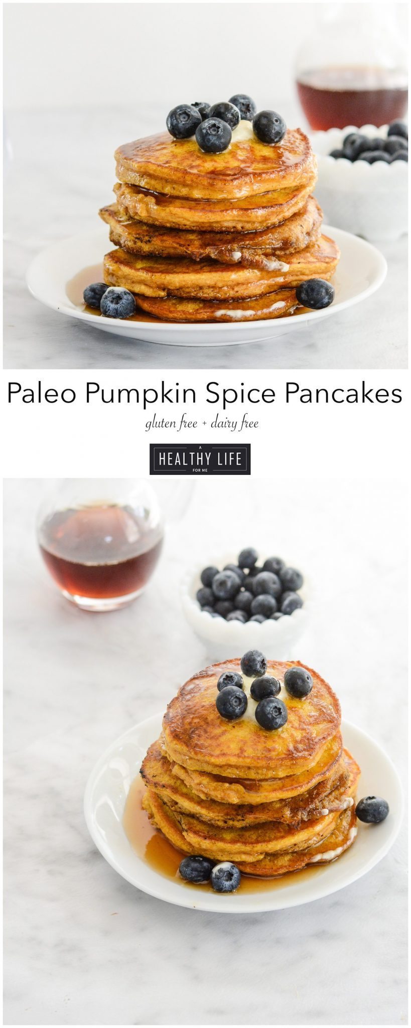 Paleo Pumpkin Spice Pancakes are the perfect stack of breakfast cakes with a taste of fall | ahealthylifeforme.com