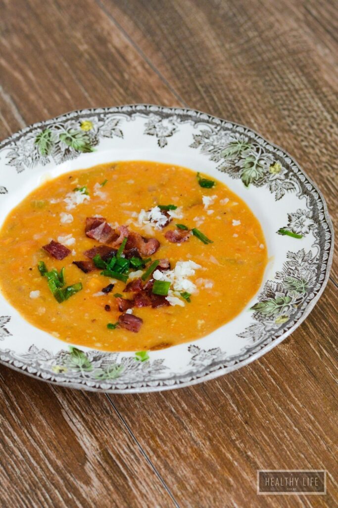 Baked Sweet Potato Soup is a creamy good for you easy to prepare soup | ahealthylifeforme.com